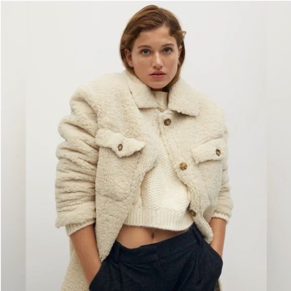 MANGO: NWOT Oversized faux shearling shacket, sz M - Picture 4 of 11